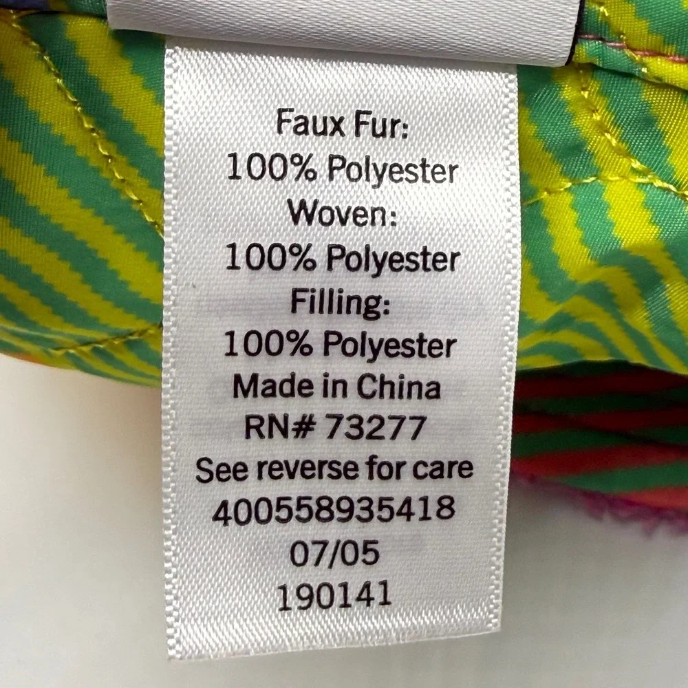 Crayola x Kohls Reversible Bucket Hat Hot Pink Faux Fur Neon Multi Color Quilted